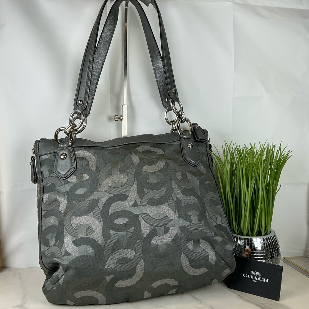 Coach Y2K Kristin 18286 Op Art Gray Silver Metallic Signature Hand Shoulder Bag‎ - Picture 8 of 15